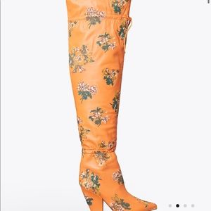 Floral embroidery over the knee